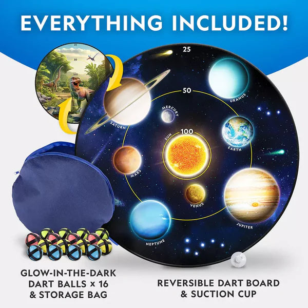 National Geographic Glow-in-the-Dark Dart Game Set | 1 Reversible Dartboard Toy for Kids Age 4+