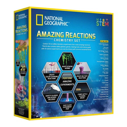 National Geographic Amazing Reactions Chemistry Kit | Science Educational Set for Kids Age 8+