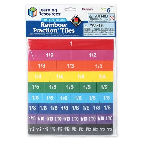 بلاط مغناطيسي رغوي ناعم من Rainbow Fraction® | 51-Piece Math Set by Learning Resources US | سن 6+