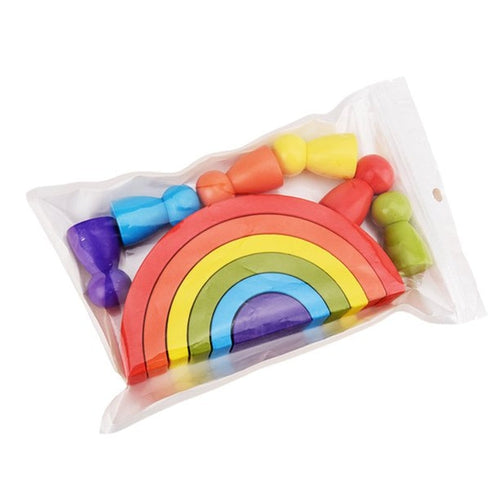 Rainbow Stacker, Wooden Blocks | Build House / Balance Game | Montessori set for Kids Age 2+