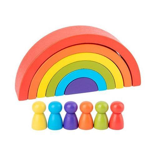 Rainbow Stacker, Wooden Blocks | Build House / Balance Game | Montessori set for Kids Age 2+