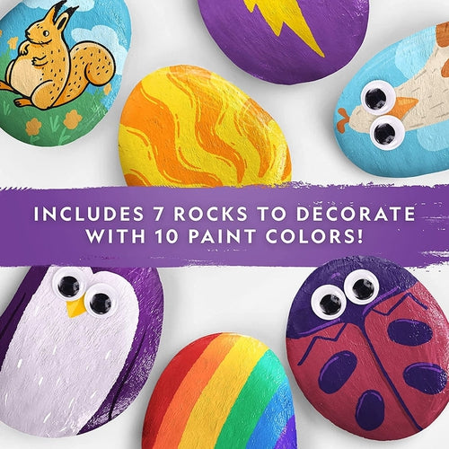 River Rock Craft Kit | Paint and Decorate 7 Smooth Rocks | Art and Craft set by National Geographic US | Age 8+