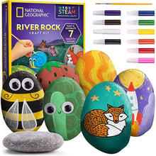 Load image into Gallery viewer, River Rock Craft Kit | Paint and Decorate 7 Smooth Rocks | Art and Craft set by National Geographic US | Age 8+
