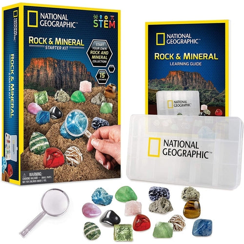مجموعة تعليم الصخور والمعادن | مجموعة روك من 15 قطعة من ناشيونال جيوغرافيك | سن 8 سنوات فأكثر