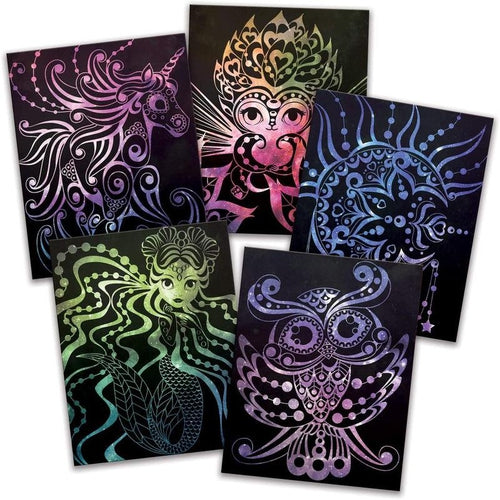 Scratch & Sketch, 5 Scratch Boards | Art & Craft set by Nebulous Stars CA | Ages 7+