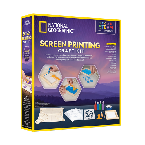 Screen Printing Craft Kit | مجموعة Art & Craft من ناشيونال جيوغرافيك للأطفال من سن 10 سنوات فما فوق