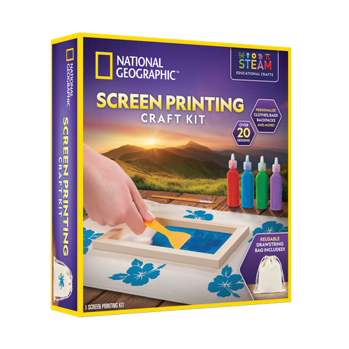 Screen Printing Craft Kit | مجموعة Art & Craft من ناشيونال جيوغرافيك للأطفال من سن 10 سنوات فما فوق