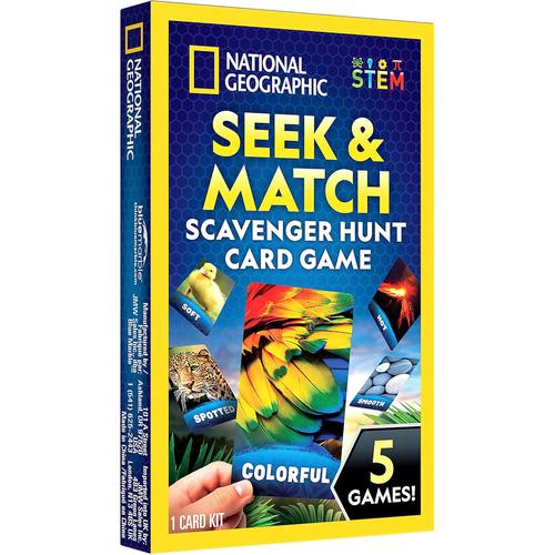 Seek & Match Scavenger Hunt Card Game - NGSCAVHUNT | 40 Jumbo-Sized Cards Brain 5 Games by National Geographic for Kids Ages 3+