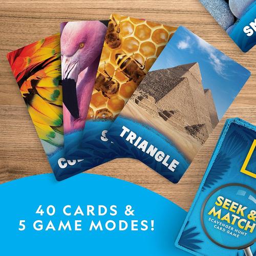 Seek & Match Scavenger Hunt Card Game - NGSCAVHUNT | 40 Jumbo-Sized Cards Brain 5 Games by National Geographic for Kids Ages 3+