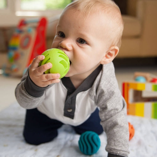 Sensory Rollers -  3 Silicon Spheres | Montessori set by Fat Brain US for Kids age 6 Months+