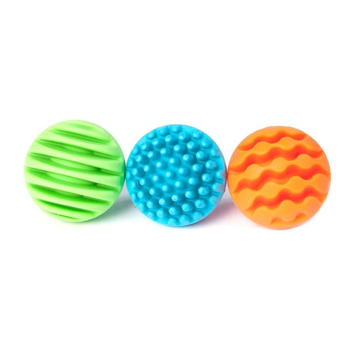 Sensory Rollers -  3 Silicon Spheres | Montessori set by Fat Brain US for Kids age 6 Months+