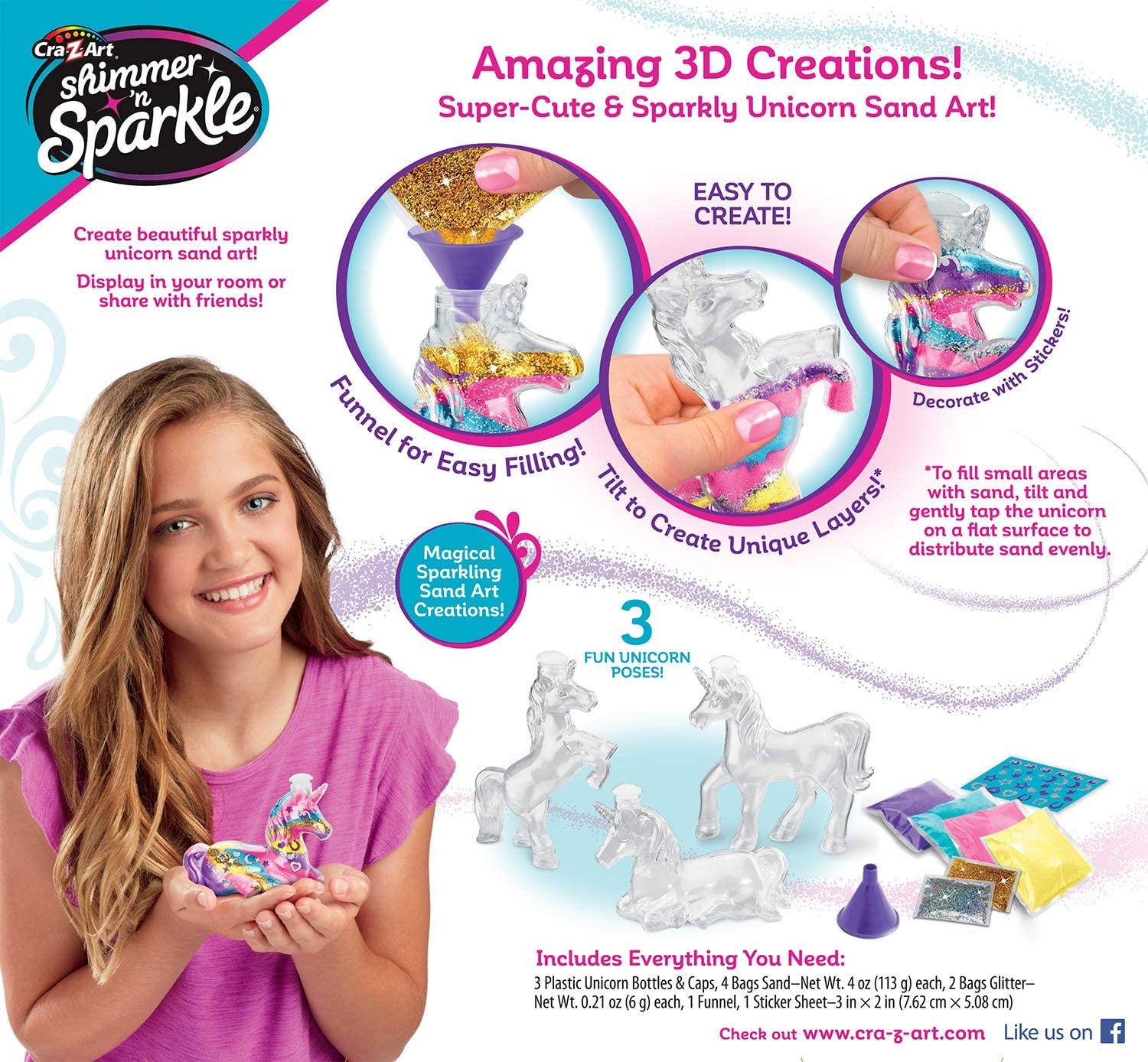 Shimmer ’N Sparkle - Sparkling Unicorn Sand Art Creations | Art and Craft Set by Cra-Z-Art for Kids Age 6+