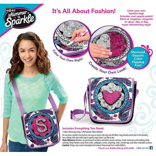 Shimmer'n Sparkle Color Your Own Magic Sequins Messenger بیگ | 6+ عمر کے بچوں کے لیے Cra-Z-Art کے ذریعے آرٹ اور کرافٹ سیٹ