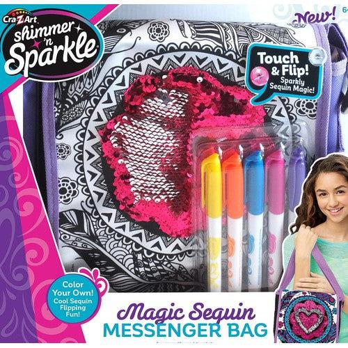 Shimmer'n Sparkle Color Your Own Magic Sequins Messenger بیگ | 6+ عمر کے بچوں کے لیے Cra-Z-Art کے ذریعے آرٹ اور کرافٹ سیٹ