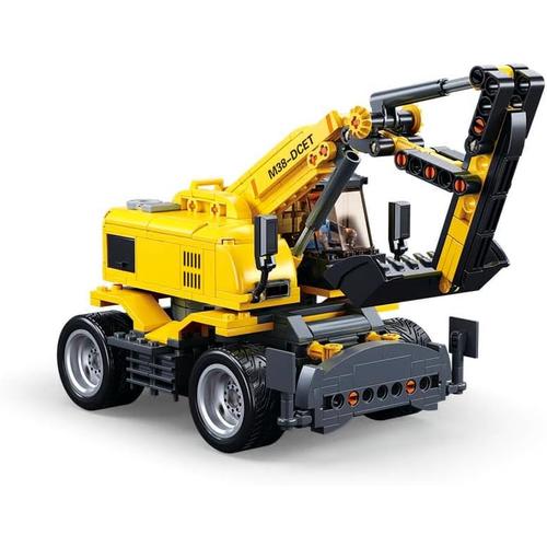 Sluban PowerBricks -E7 Wheeled Excavator 4WD | 353 pcs Bricks Construction toy for Kids Age 8+