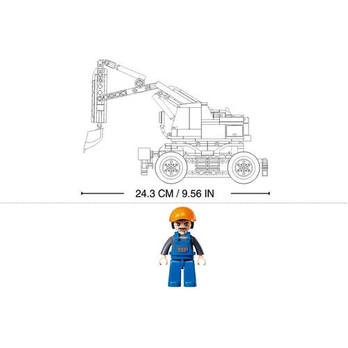 Sluban PowerBricks -E7 Wheeled Excavator 4WD | 353 pcs Bricks Construction toy for Kids Age 8+