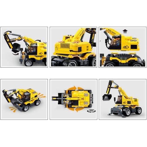 Sluban PowerBricks -E7 Wheeled Excavator 4WD | 353 pcs Bricks Construction toy for Kids Age 8+