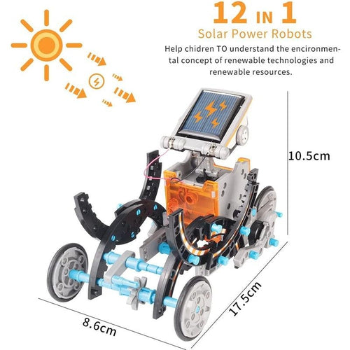 الروبوت الشمسي 12 في واحد + قاطعة | 190 قطعة جمعها بنفسك - مجموعة أحجية لتجربة علوم البناء | سن 8 سنوات فأكثر