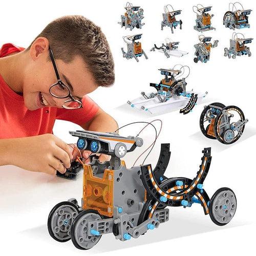 Solar Robot 12-in-1 + Cutter | 190 Pieces DIY Building Science Experiment Puzzle Kit for Kids Age 8+