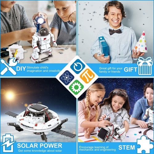 Space Solar Robot + Cutter | 6-in-1 DIY Building Science Experiment Puzzle Kit | Age 8+