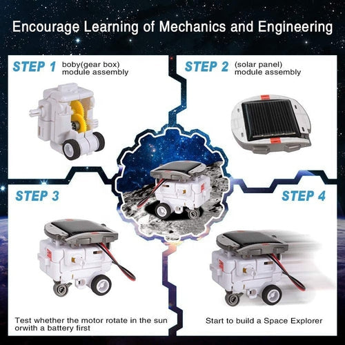 Space Solar Robot + Cutter | 6-in-1 DIY Building Science Experiment Puzzle Kit | Age 8+