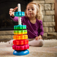 Load image into Gallery viewer, SpinAgain - Stacking toy with a Spin  | Montessori set by Fat Brain US for Kids age 1+
