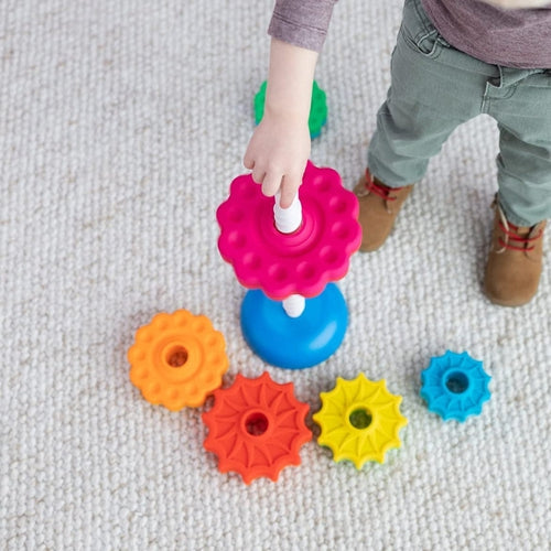 SpinAgain - Stacking toy with a Spin  | Montessori set by Fat Brain US for Kids age 1+