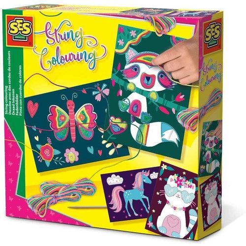 String Colouring Neon Drawings, set of 4 stickers | Arts & Cratfs Set by SES Creative NL | Age 3+