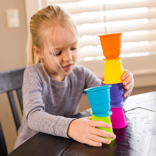 Suction Kupz - Stack, roll, stick, and sip cups  | Montessori set by Fat Brain US for Kids age 1+