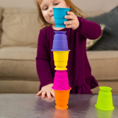 Suction Kupz - Stack, roll, stick, and sip cups  | Montessori set by Fat Brain US for Kids age 1+