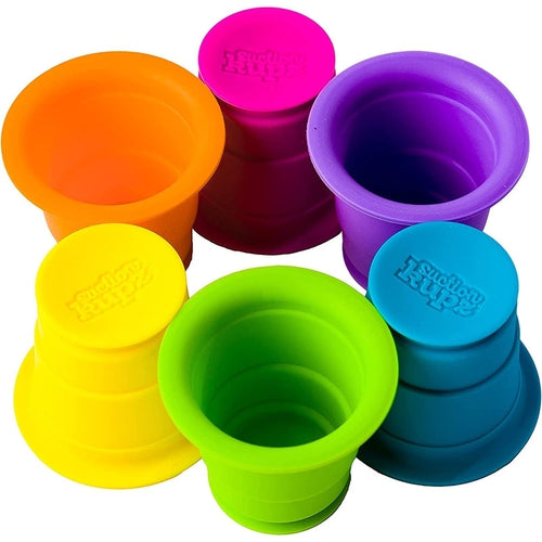 Suction Kupz - Stack, roll, stick, and sip cups  | Montessori set by Fat Brain US for Kids age 1+