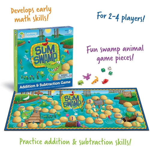 Sum Swamp, 8 Pieces Board Game | Math Set by Learning Resources US | Age 5+