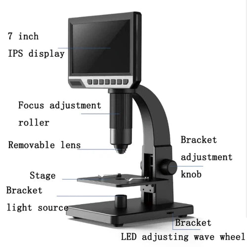 Digital Microscope 2000X with 7 Inch high-definition display and dual lens | Science Educational Set for all