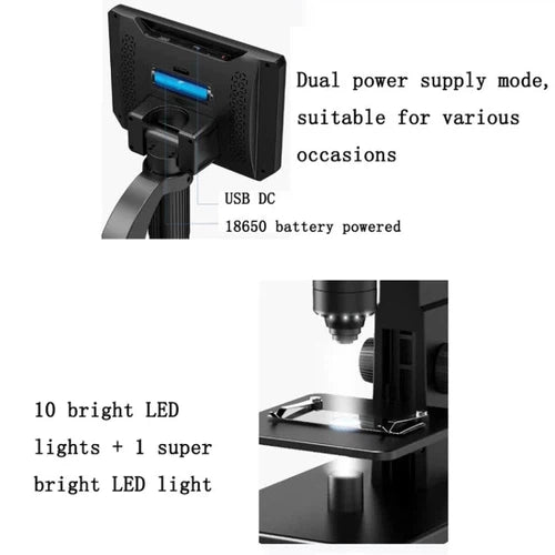 Digital Microscope 2000X with 7 Inch high-definition display and dual lens | Science Educational Set for all