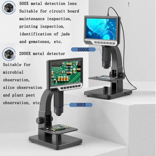 Digital Microscope 2000X with 7 Inch high-definition display and dual lens | Science Educational Set for all