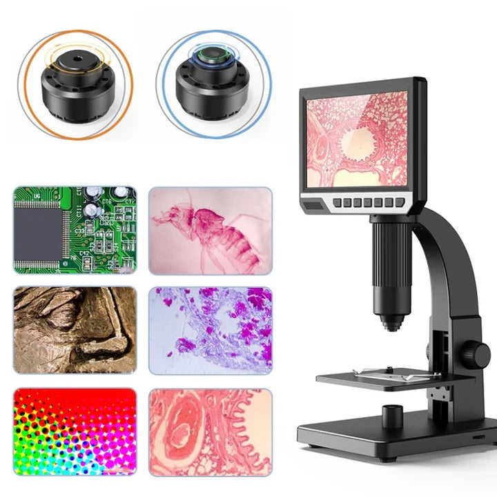 Digital Microscope 2000X with 7 Inch high-definition display and dual lens | Science Educational Set for Kids and Adults