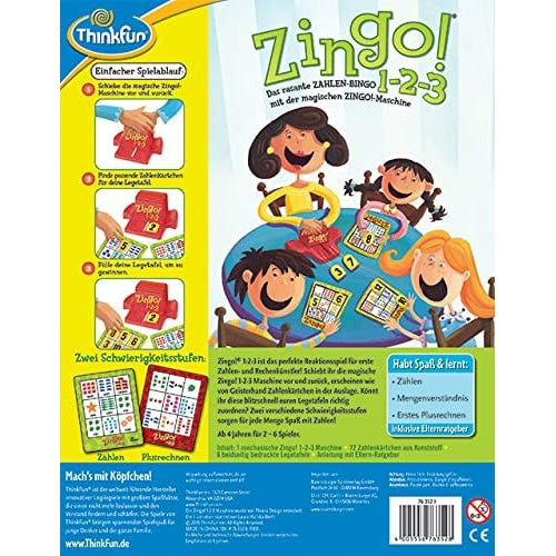 ThinkFun Zingo® 1-2-3 - لعبة البنغو السريعة للأرقام | مجموعة تعليمية للأطفال من سن 4 سنوات فما فوق