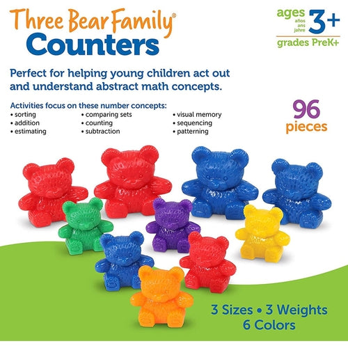 Three Bear Family® Counters | Counting and Sorting Fun Set, Early Math Skill | Set of 96 by Learning Resources US | Age 3+