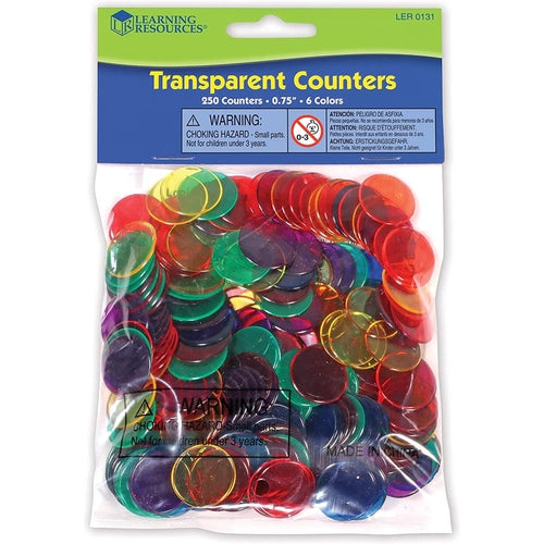 Transparent Color Counting Chips | Set of 250 Assorted Colored Chips | Multicolor Math Set by Learning Resources US | Ages 5+
