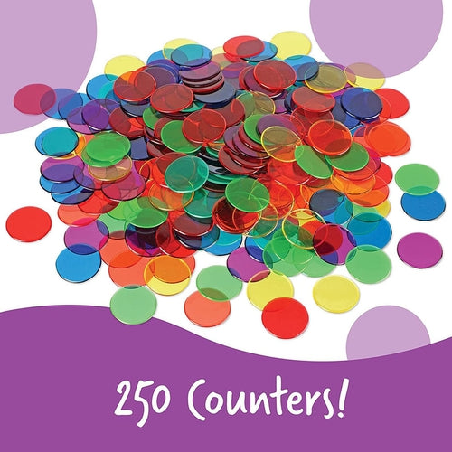 Transparent Color Counting Chips | Set of 250 Assorted Colored Chips | Multicolor Math Set by Learning Resources US | Ages 5+