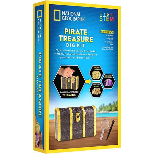 National Geographic Pirate Treasure Dig Kit | Science Educational Toy for Kids Age 8+