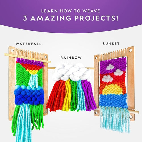 Weaving Loom Craft Kit | Wave 3 Amazing Projects | Art and Craft set by National Geographic US | Age 8+