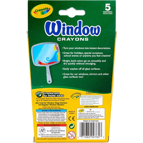 Window Crayons - Cy52-9765 | 5 pcs Multi-Colour Art & Craft Set by Crayola US for Kids Age 3+