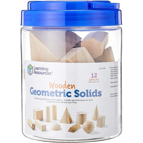 Wooden Geometric Solids | Math Set of 12 G. Shapes by Learning Resources | Age 6+
