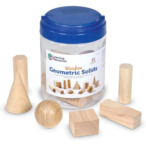 Wooden Geometric Solids | Math Set of 12 G. Shapes by Learning Resources | Age 6+