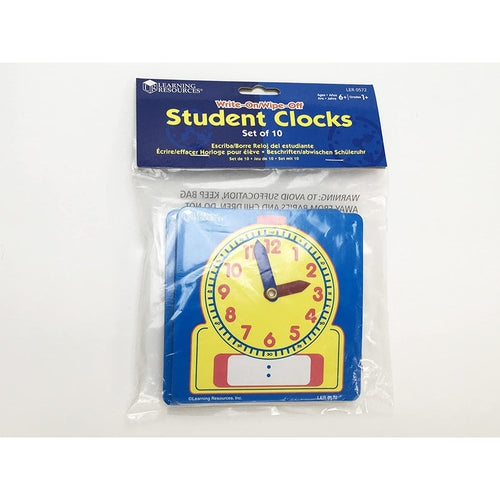 Write & Wipe Student Clocks (Set of 10) | Math Set by Learning Resources US | Age 5+