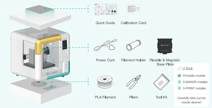 X-MAKER 3D Printer with Gamification 3D Design App and AI Powered One-Press Printing | IME3DD Educational Set by AOSEED for kids and adults