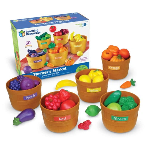 Learning Resources Farmer's Market Food Color Sorting Set | 30 pcs Math Educational Kit for kids Age 1.5+